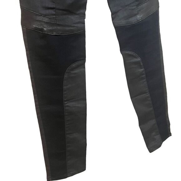 Rag & Bone Women's Black Moto Jeans Lamb Leather with Denim Skinny Jeans Size 26 - Picture 3 of 9